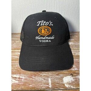 NEW Black Ball Cap Tito’s Vodka SnapBack Hat Trucker Adult Mesh Back